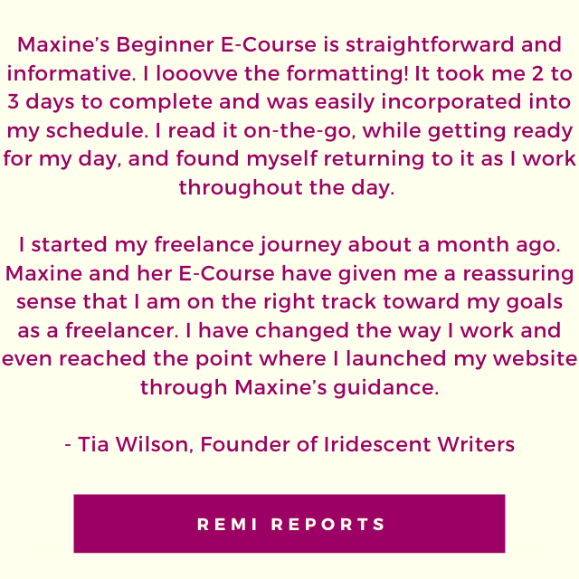 Remi Reports Beginner Freelancer E-course review