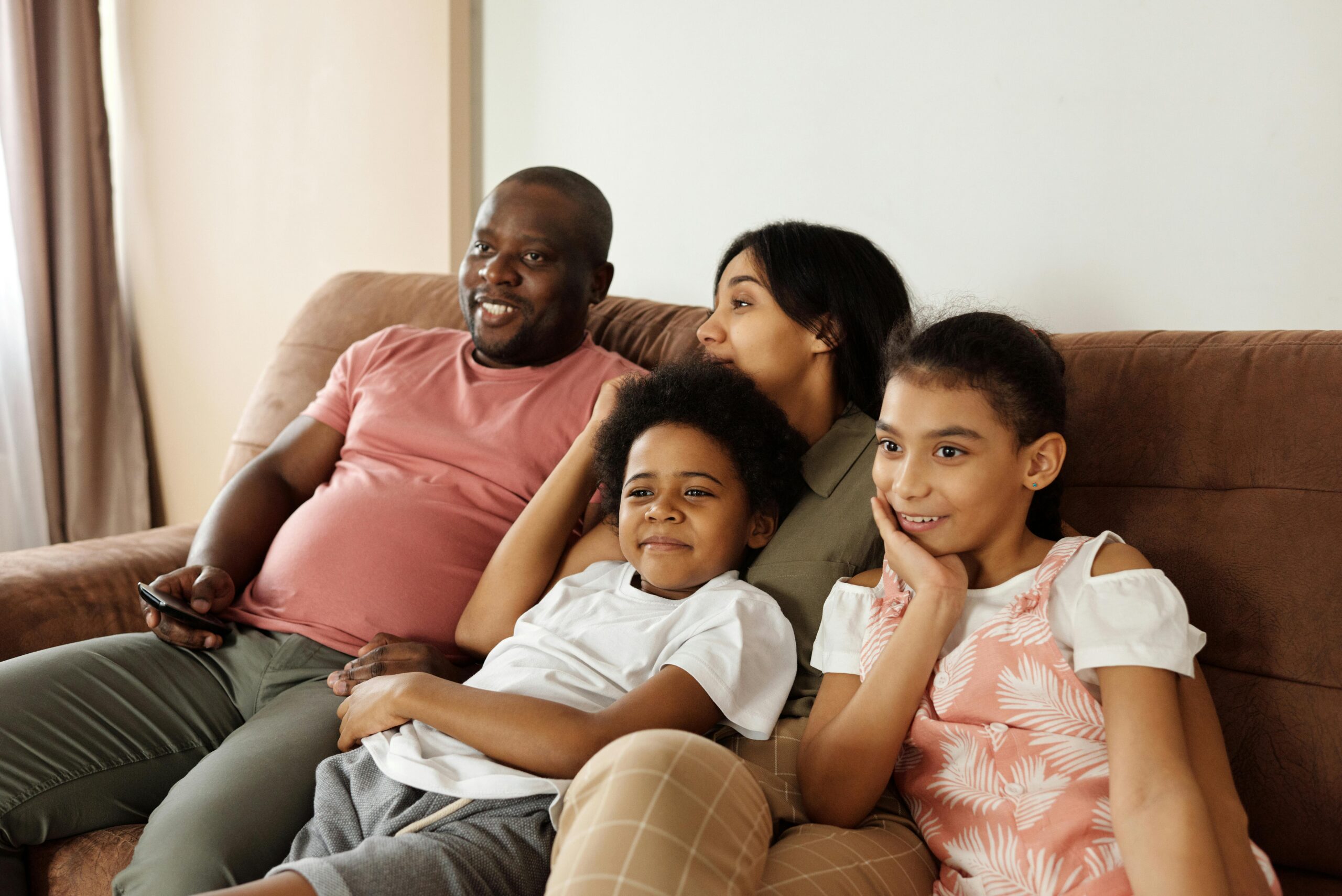 family watching tv