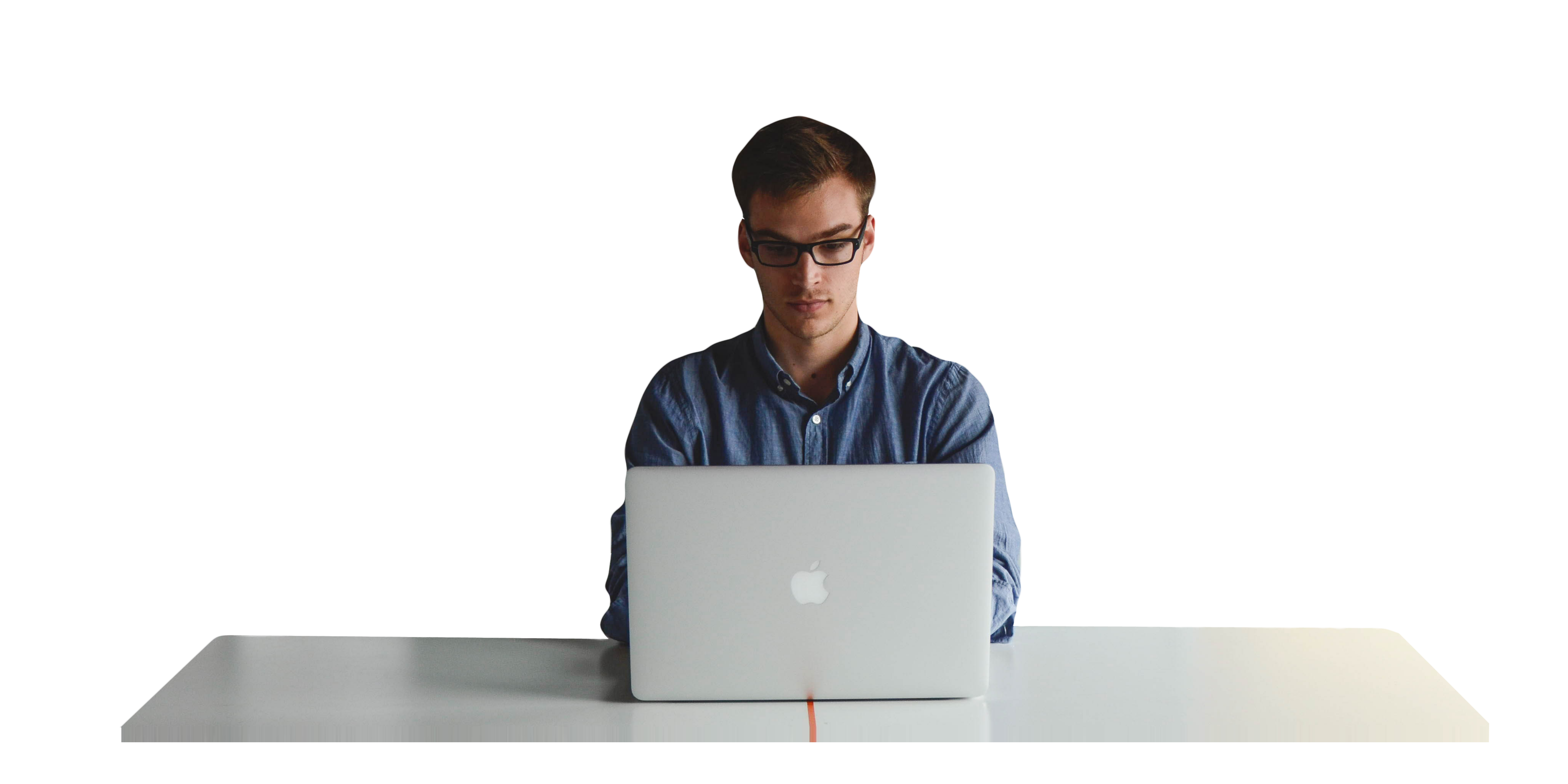 what not to do when starting a business blog banner. man sitting at desk with laptop